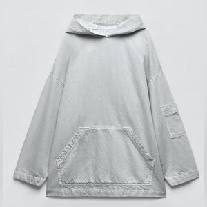 ZARA TRF DENIM POUCH POCKET SWEATSHIRT M-L